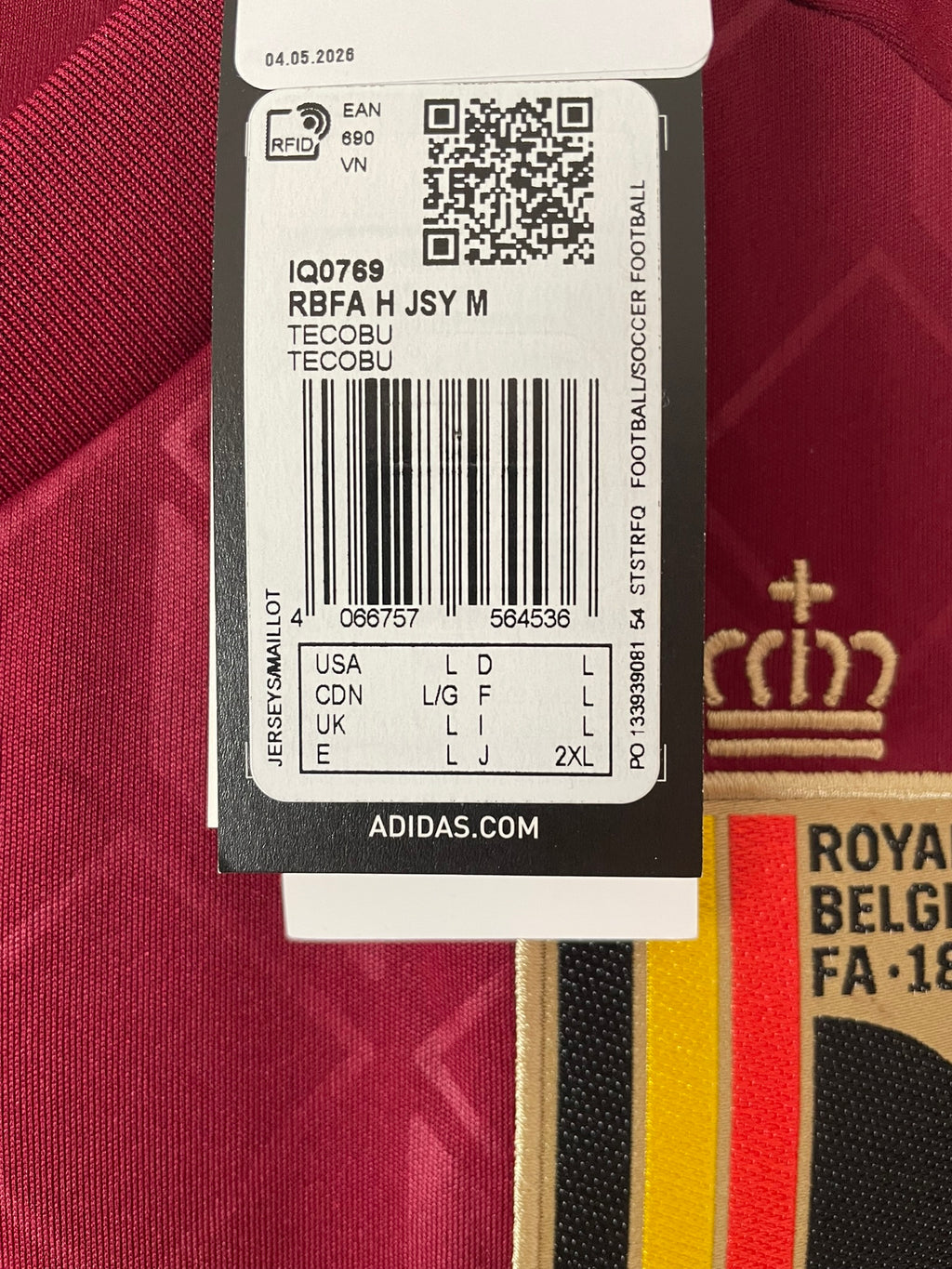 Belgium Adidas 2024-2026 Home BNWT (L)